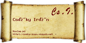 Csáky Irén névjegykártya